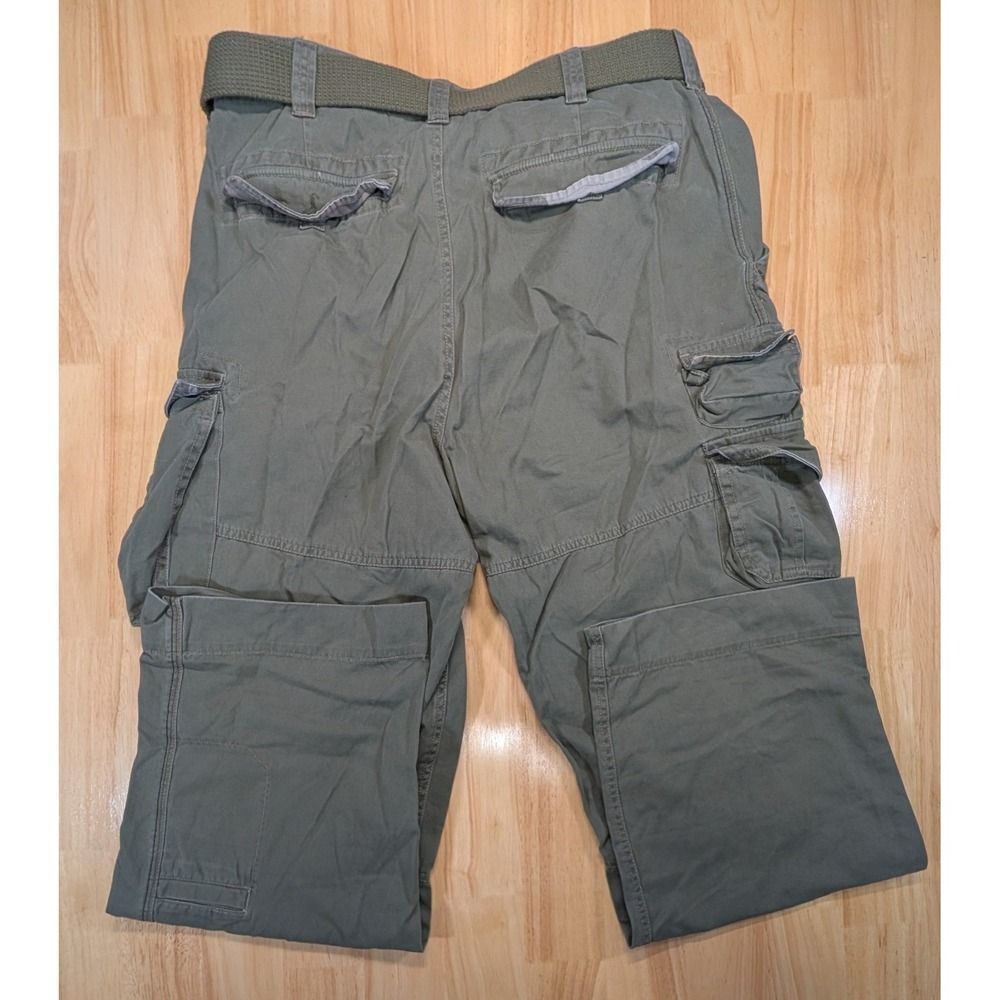 Arizona Jean Co Mens Forest Green Vintage Surplus Cargo Pants with Belt 36x32 - Picture 12 of 14